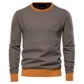 Men's cotton colour-block pullover shirt in khaki, available in sizes M to XXXL