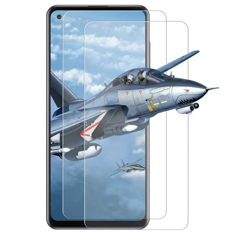 Tempered glass screen protector film for Samsung mobile phones showing privacy and HD style options.