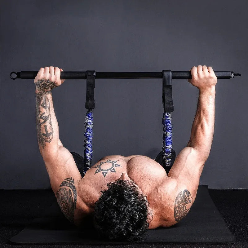 Bench press chest expander elastic belt in camouflage for push-up resistance training