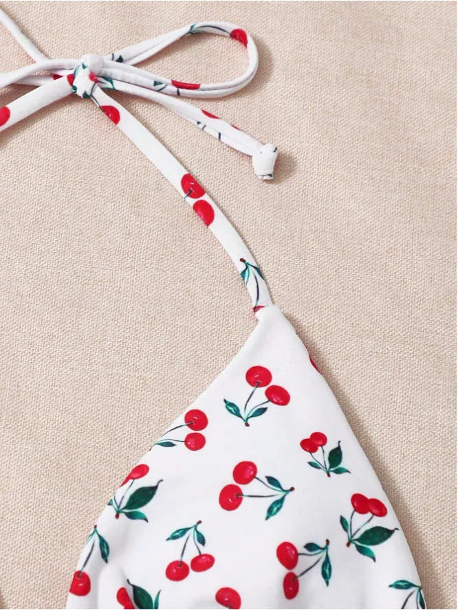 Solid colour halter bikini set with backless design in European and American style