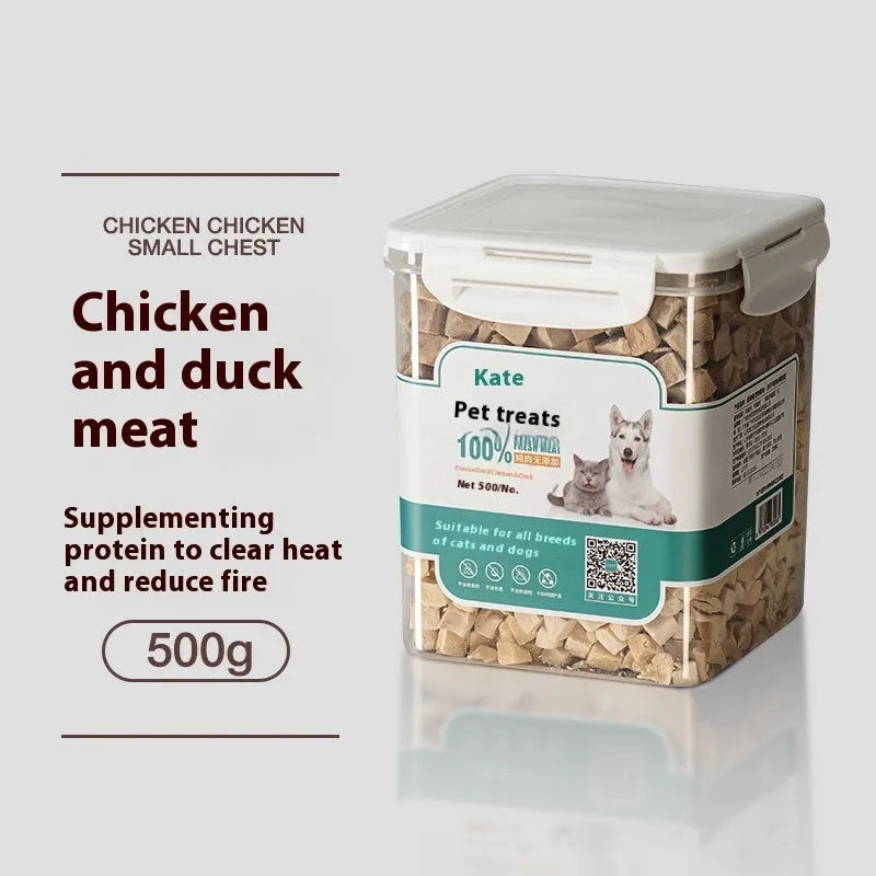 500g chicken freeze-dried cat treats in bag or barrel packaging options