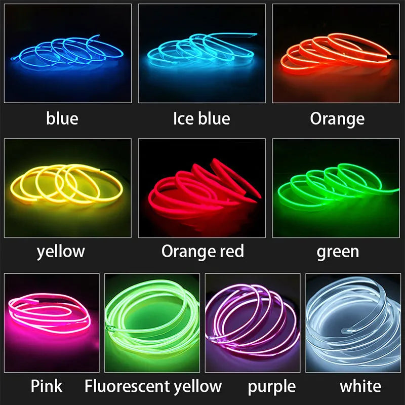Flexible water-resistant LED strip light with 360° illumination, 1m length, 10 colour options