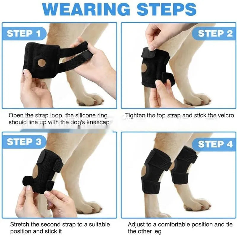 Black polyester dog leg guard wrap for knee injury recovery support