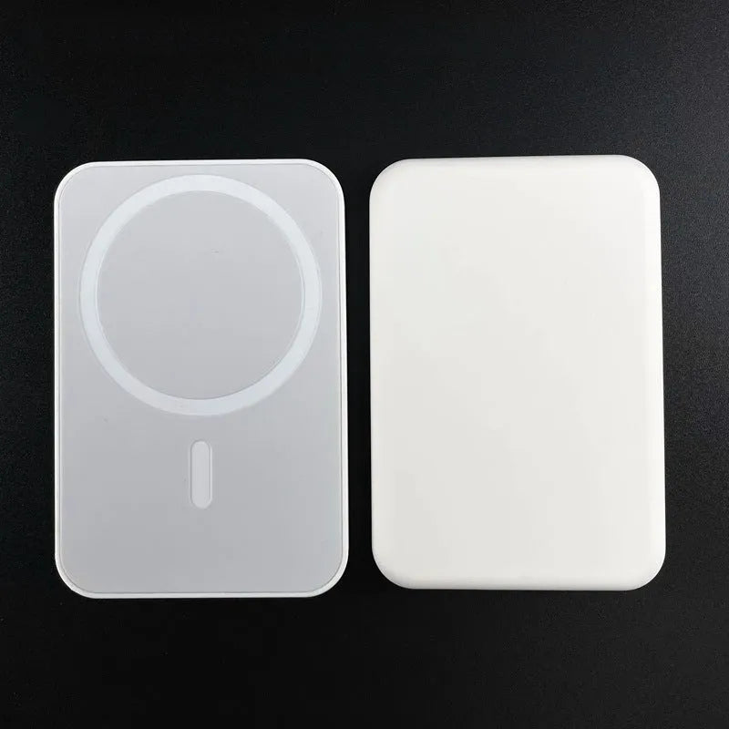 White magnetic wireless charging power bank with compact creative design