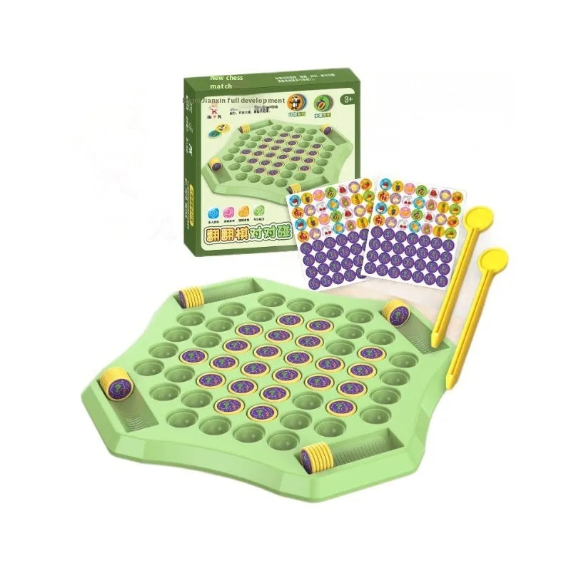 Memory flip chess double battle concentration training educational toy with plastic pieces, 31.5x31.5cm, animal style packaging