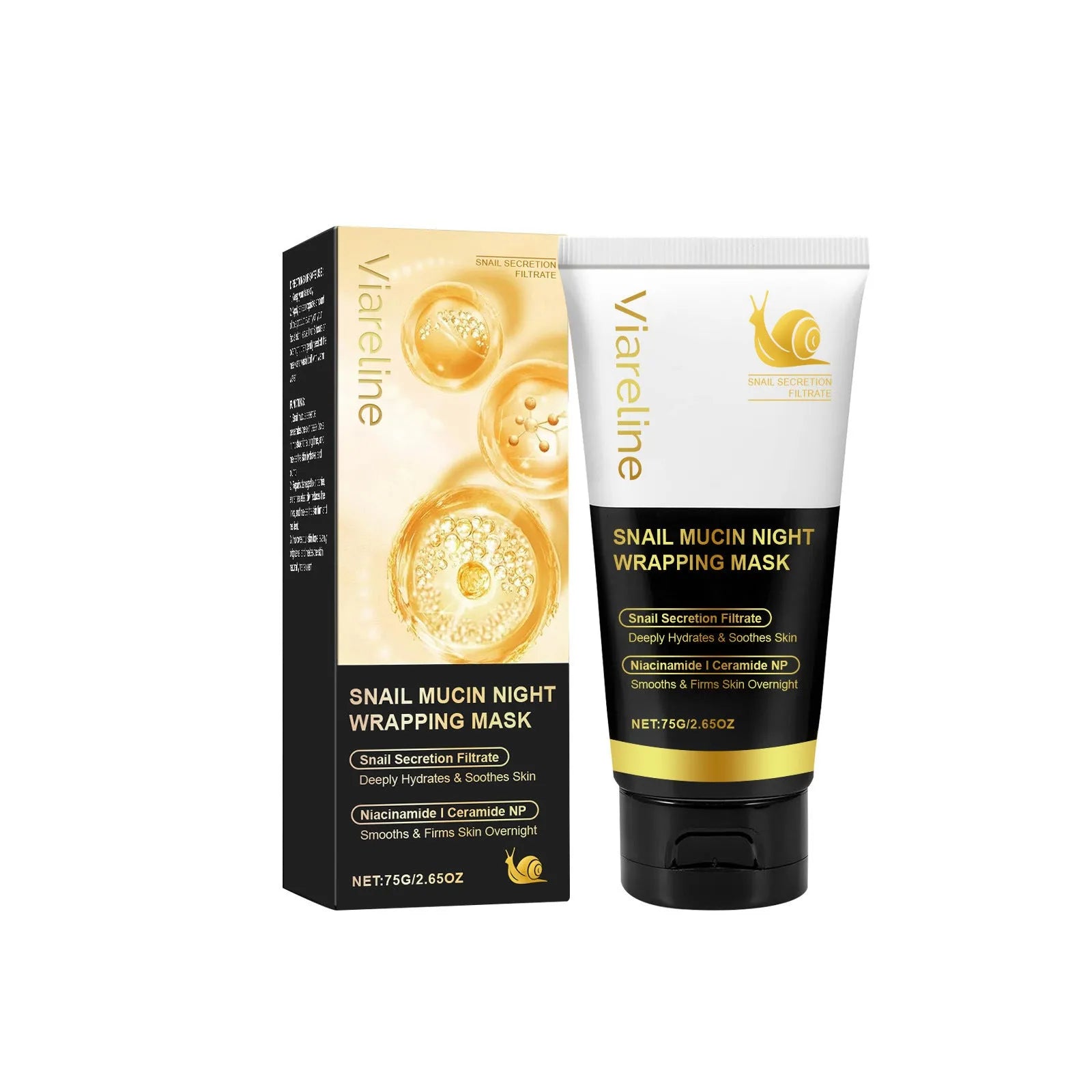 Snail mucus tearing facial mask with collagen and ceramide in 75g single unit packaging