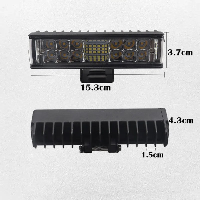 Black aluminium LED strip work light with straight line shape measuring 153mm