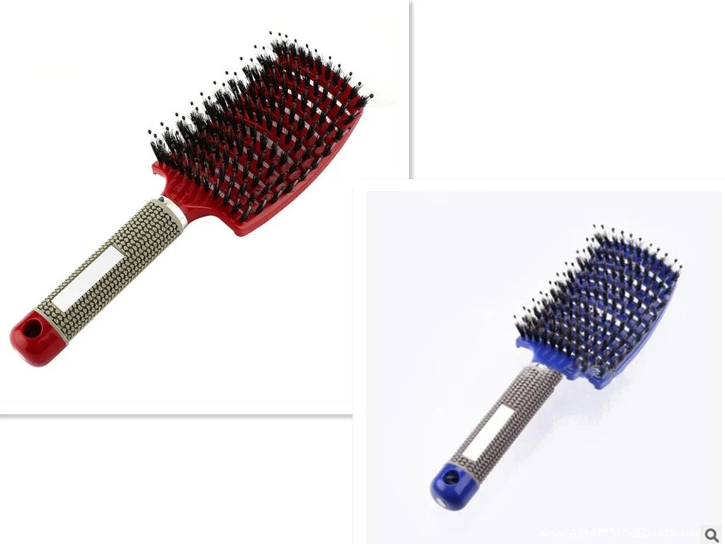 Detangling hairbrush with bristle and nylon teeth for effortless hair management and scalp massage