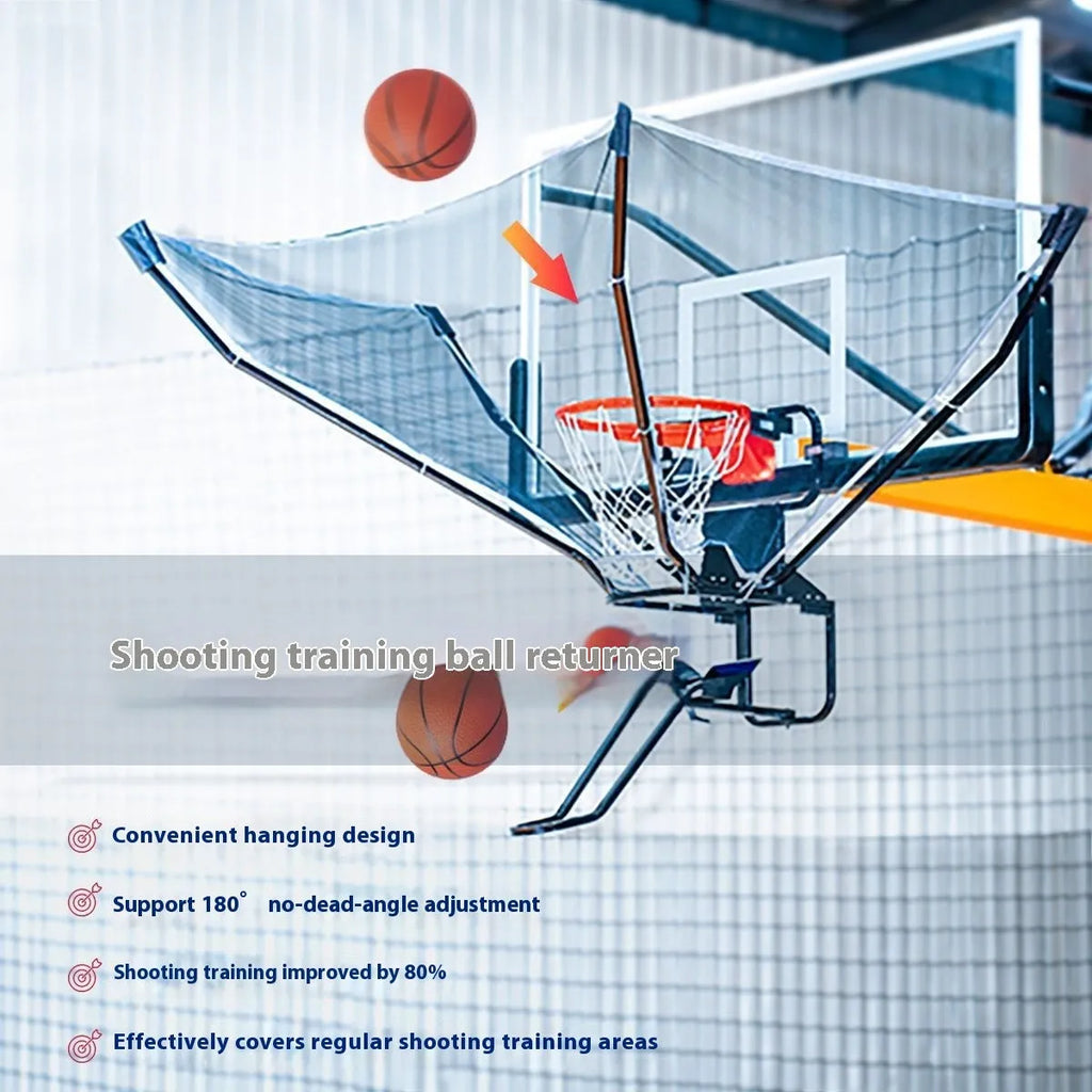 Continuous pitching automatic serve basketball shooting trainer with portable hanging design