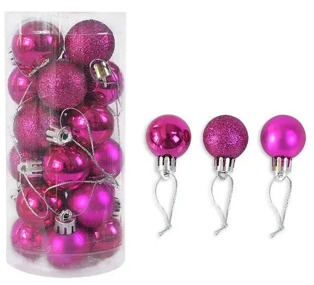 Assorted colour 3cm plastic electroplated Christmas baubles with hanging loops