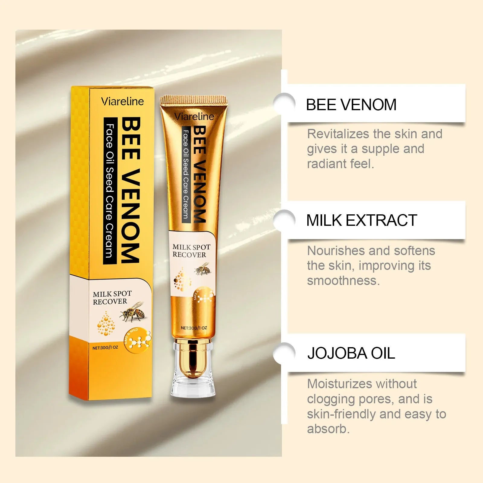 30g facial neck cream in container with pump dispenser for moisturising dry skin
