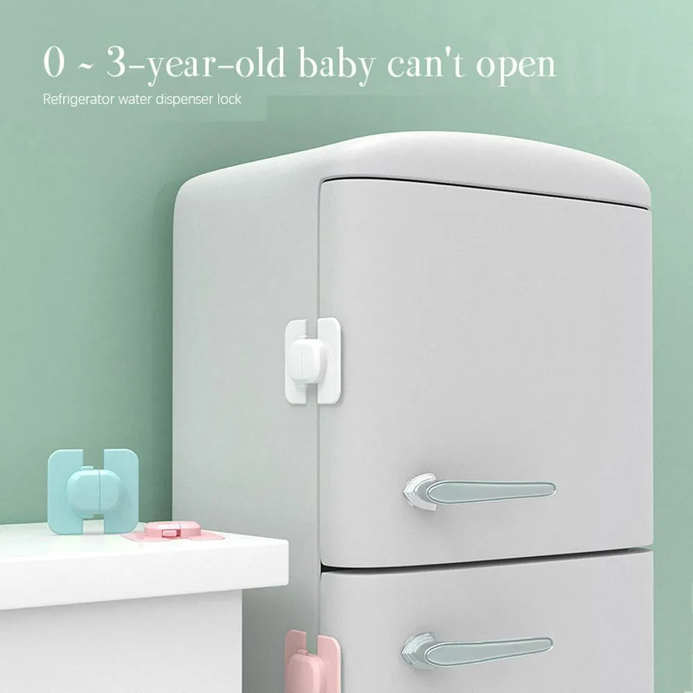 Adjustable child safety cabinet lock strap with 3M adhesive backing in grey colour