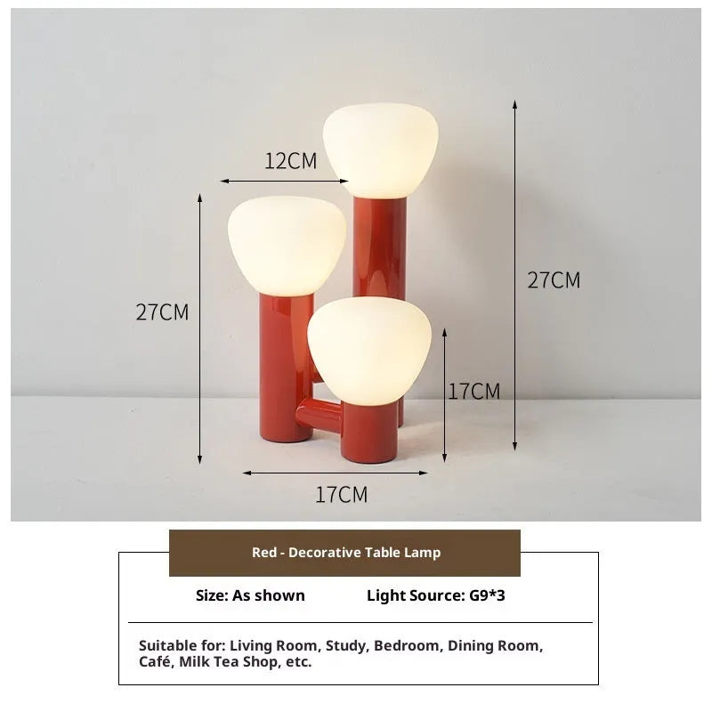 Creative mushroom table lamp in black with wrought iron frame and glass shade, three-colour dimming, 12W, Ra≥95 colour rendering