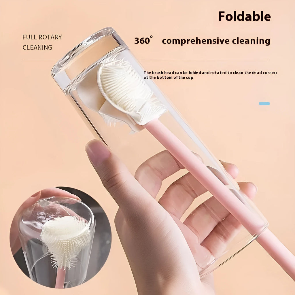 Long handle cup brush with plastic bristles, designed for cleaning cups and bottles