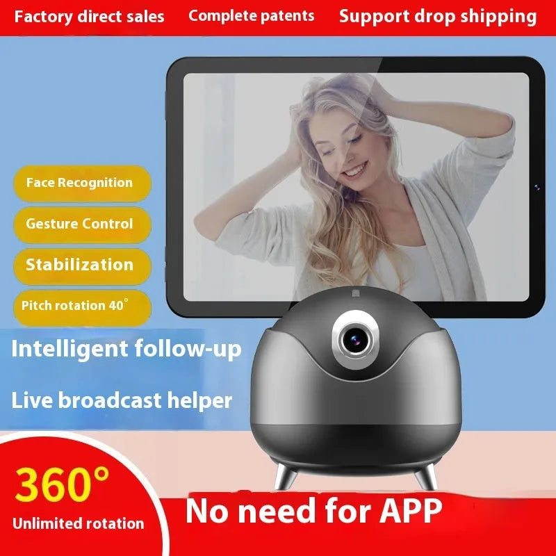 New Q8 dual-axis AI face recognition automatic smartphone tracking head stabilizer in ABS, featuring auto-tracking and dual-axis movement