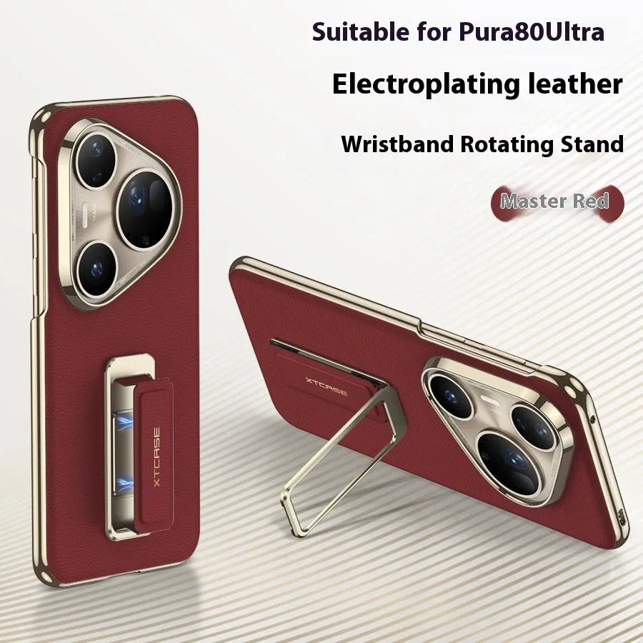 Huawei Pura80 phone case with rotating wrist strap in imitation leather