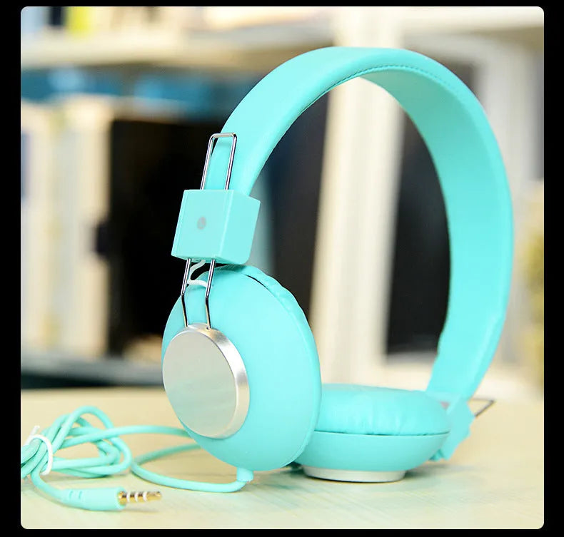 Wired head-mounted sports earphones with 3.5mm straight plug in multiple colour options