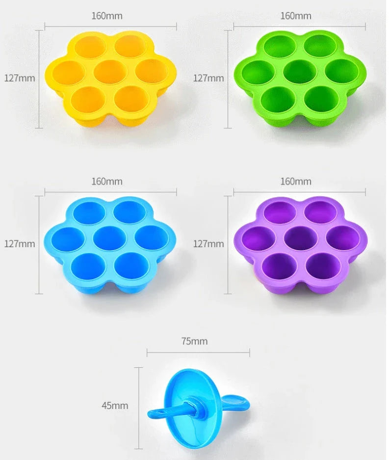 Silicone popsicle mold in various colors for making homemade ice cream, popsicles, and frozen treats