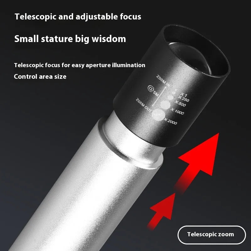 Black and silver aluminium red light therapy mosquito repellent lamp with charging cable.