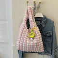 Women's soft polyester pleated bubble crossbody shoulder bag with detachable pendant