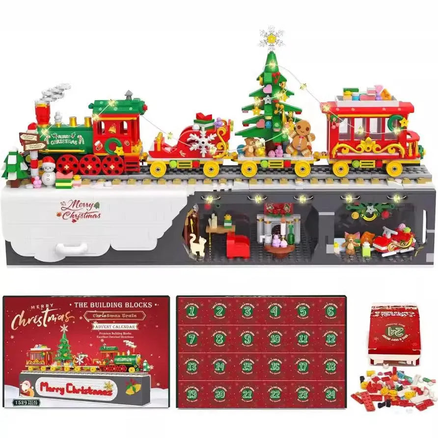 Christmas building block toy in Halloween gift box with small plastic blocks; ST-22 colour variant shown