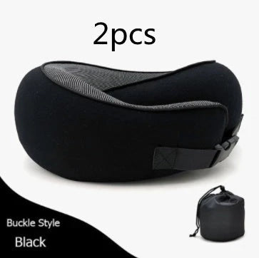 Ergonomic memory foam travel neck pillow with U-shaped design for comfortable neck support during flights and commutes