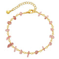 Women's geometry-shaped crystal bracelet with irregular natural gravel turquoise stones on 18K copper