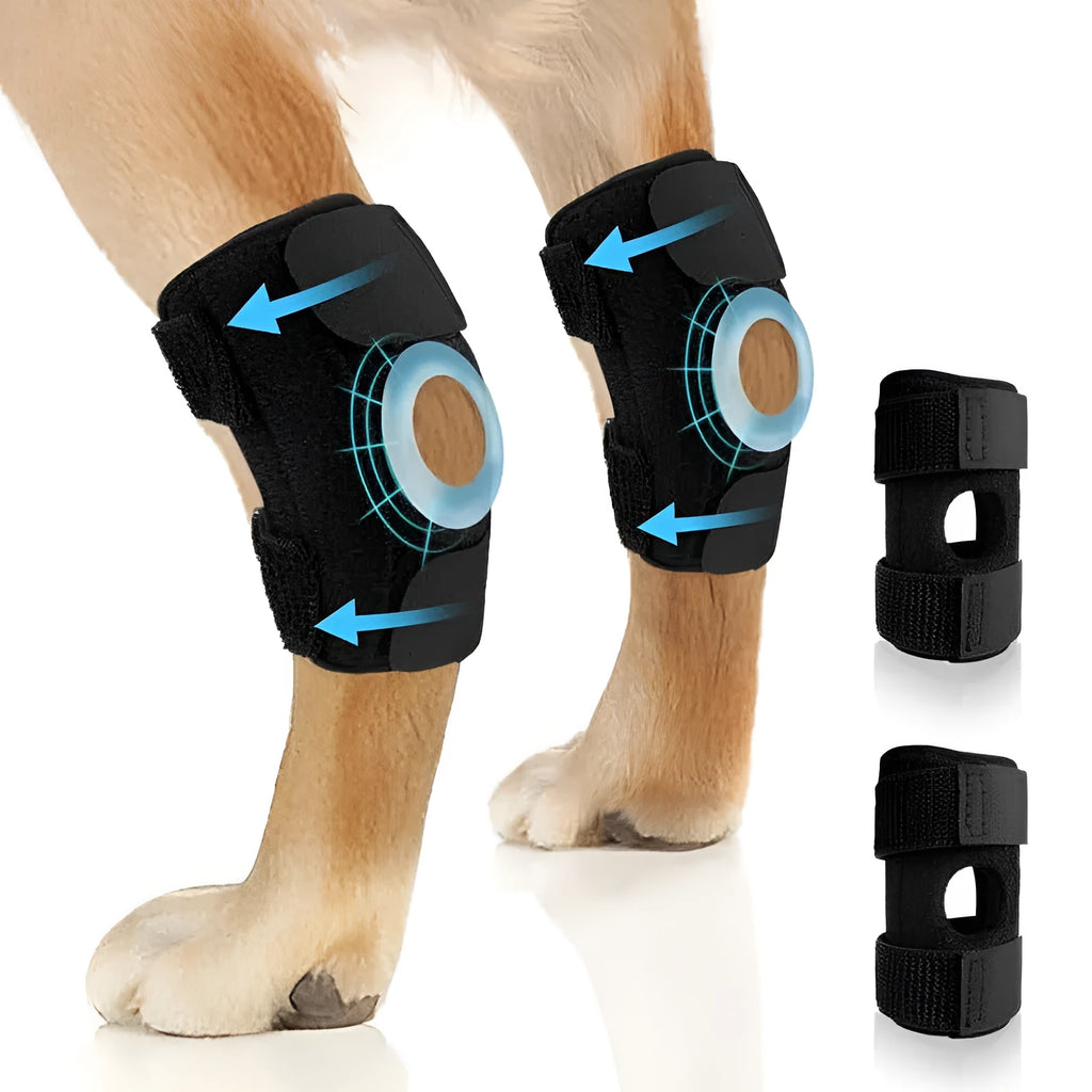 Black polyester dog leg guard wrap for knee injury recovery support