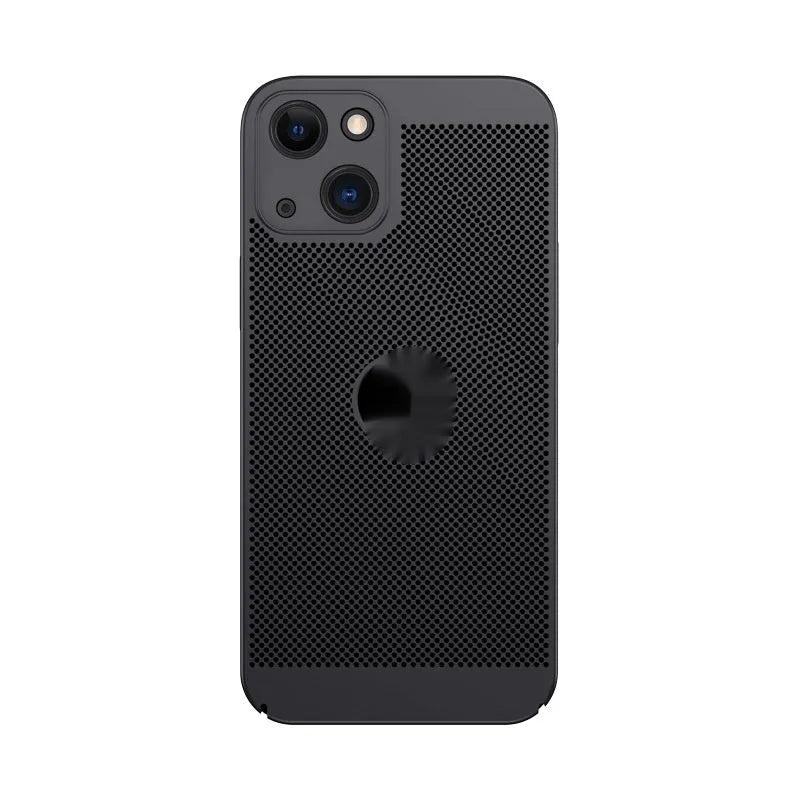 Matte solid colour PC phone case for iPhone showing heat dissipation and fingerprint resistance, in black finish