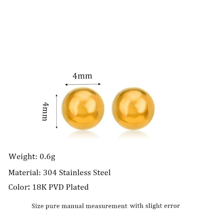 Stainless steel ball stud earrings with geometric round design in gold and silver finishes