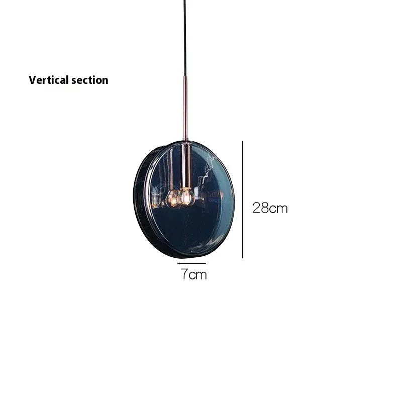 Modern minimalist glass single-head droplight pendant ceiling lamp, 280mm, 220V, 5 Watt warm light, horizontal or vertical style.
