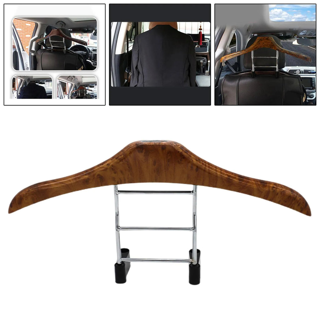 Wood yellow stainless steel car clothes hanger measuring 46.5cm for suits and uniforms