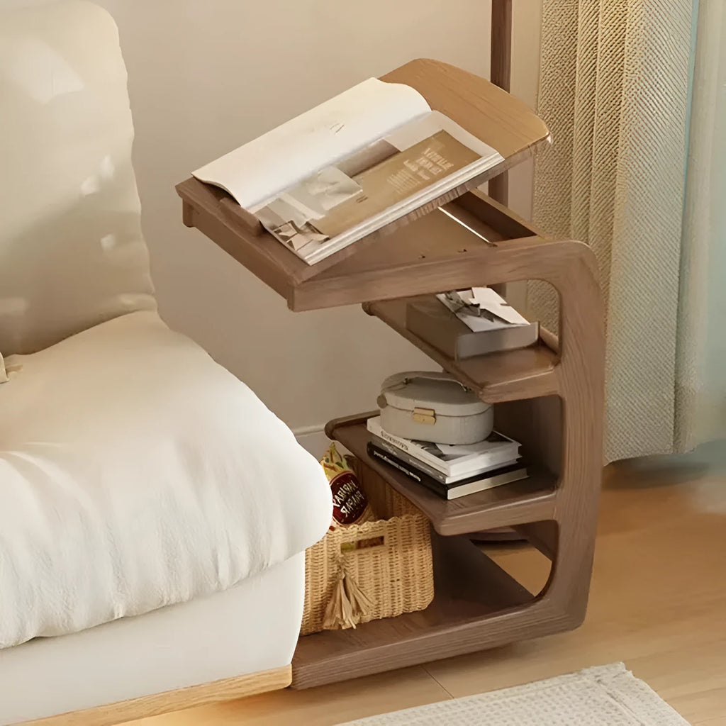 Movable solid wood side cabinet with wheels in walnut or raw wood colour, 40cm or 60cm wide