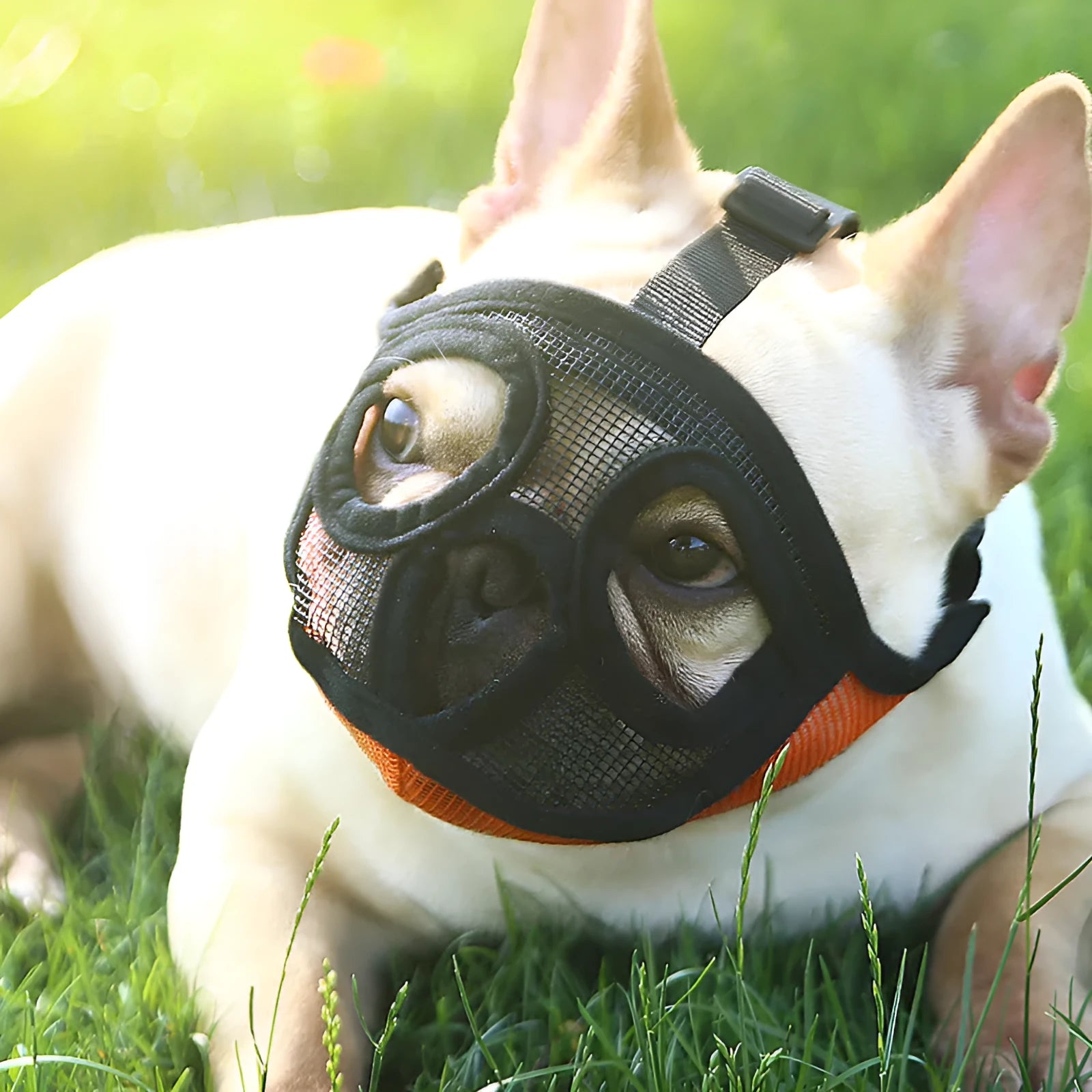 Hoopet breathable mesh dog muzzle for flat short snout dogs, adjustable with multiple colour options