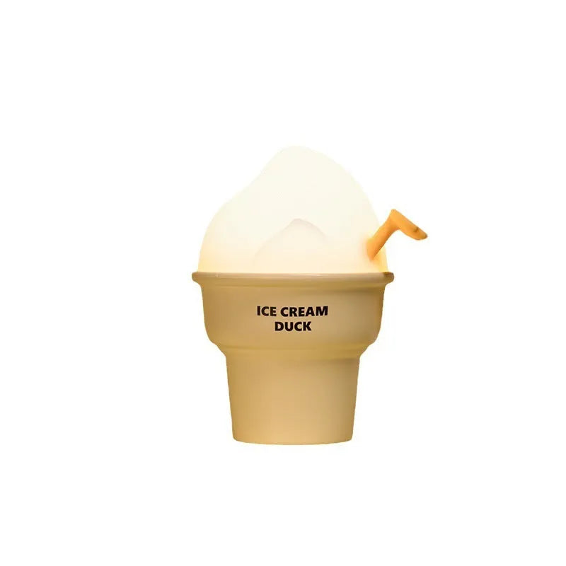 Ice cream duck small night lamp with built-in battery and USB charging, 103x89x130mm cartoon ornament