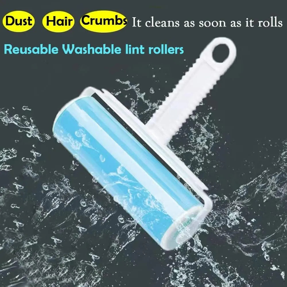 Blue green pink yellow washable reusable lint roller with cover for pet hair removal