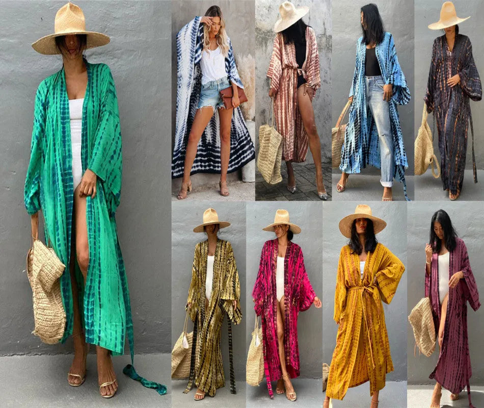 Loose cotton beach cover-up blouse in DN0712 colour options for sun protection