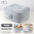 Press inflatable flocked seat cushion shown deflated and folded next to a chair.