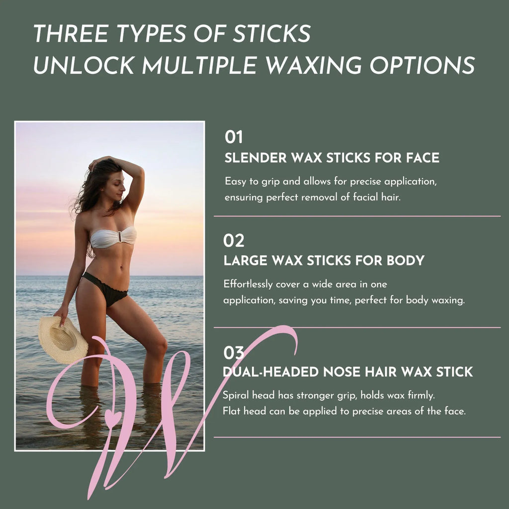 WUWUVISTA professional waxing kit with 200cc smart warmer, six wax formulas, aftercare system and applicators