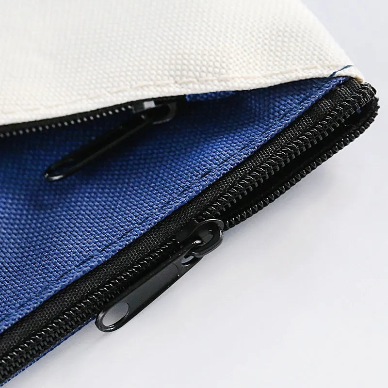 Double-layer canvas zipper storage bag for test papers in Oxford cloth with blue colour option