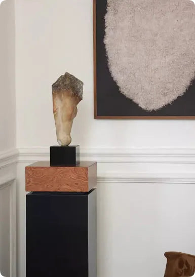 French retro abstract horse head desktop sculpture with carving surface finish