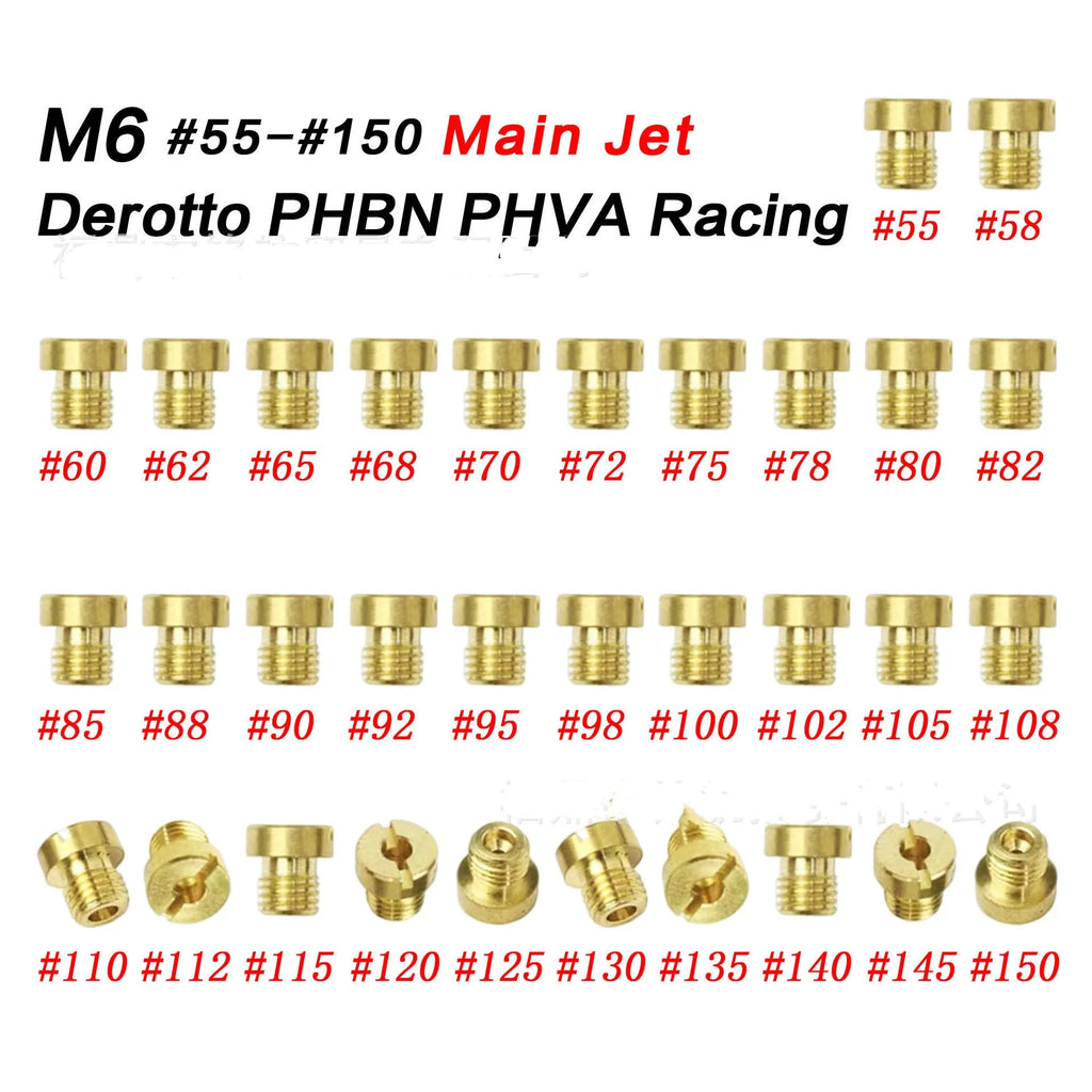Brass M6 carburettor main jet nozzle for Derotto scooter PHBN and PHVA models