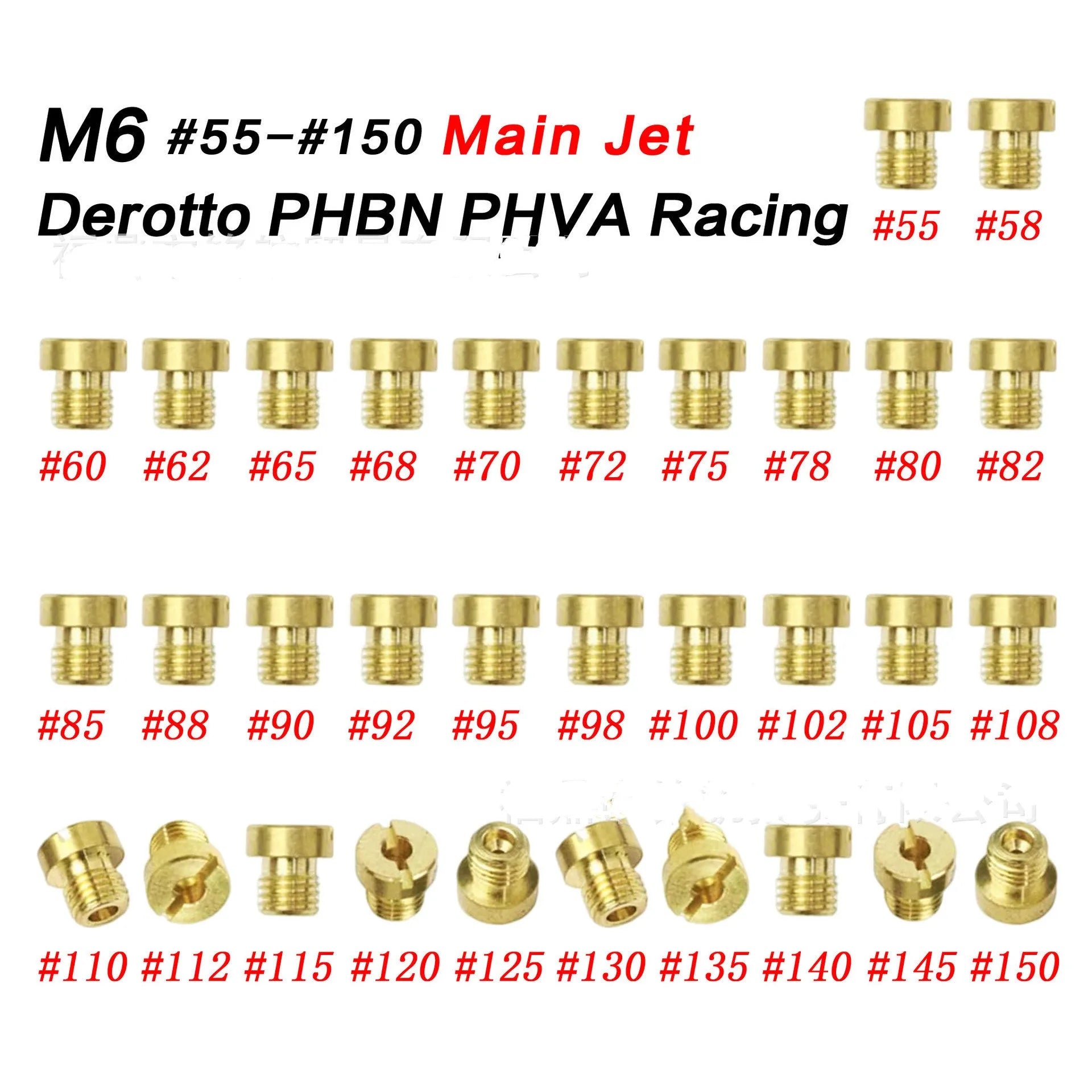 Brass M6 carburettor main jet nozzle for Derotto scooter PHBN and PHVA models