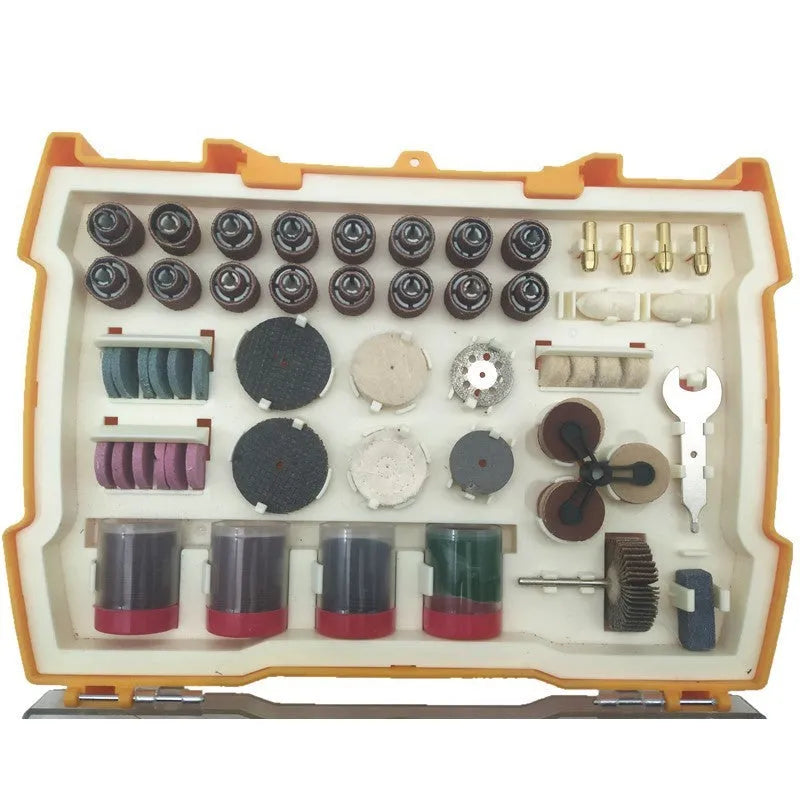 302-piece electric grinding accessories box with cutting, polishing and carving tools for rotary tools