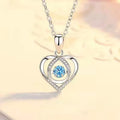 Blue copper necklace and bracelet set with heart-shaped gemstone pendant on a geometry design chain