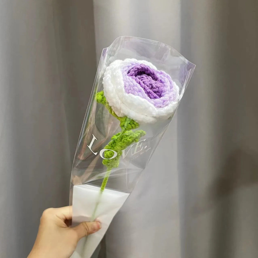 Gradient blue wool weaving silk rose bouquet artificial flower decorative piece