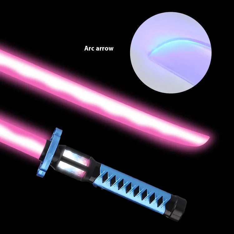 Electric toy sword with seven colour light and vibration, plastic body, dry battery powered