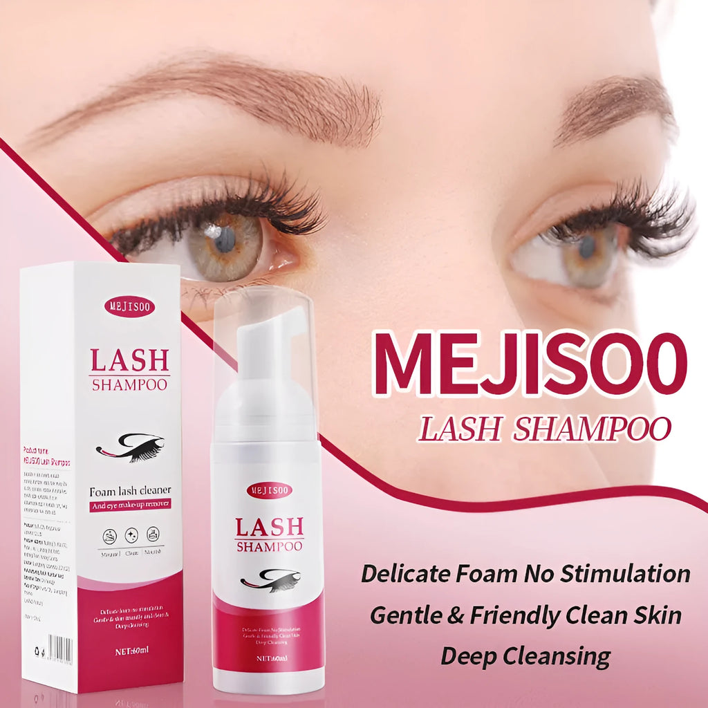 Lash shampoo mousse 60ml eyelash cleaning solution with brush applicator for false eyelash extensions