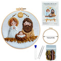 Embroidery DIY material kit with Jesus cross landscape pattern on 24x24cm cotton linen fabric