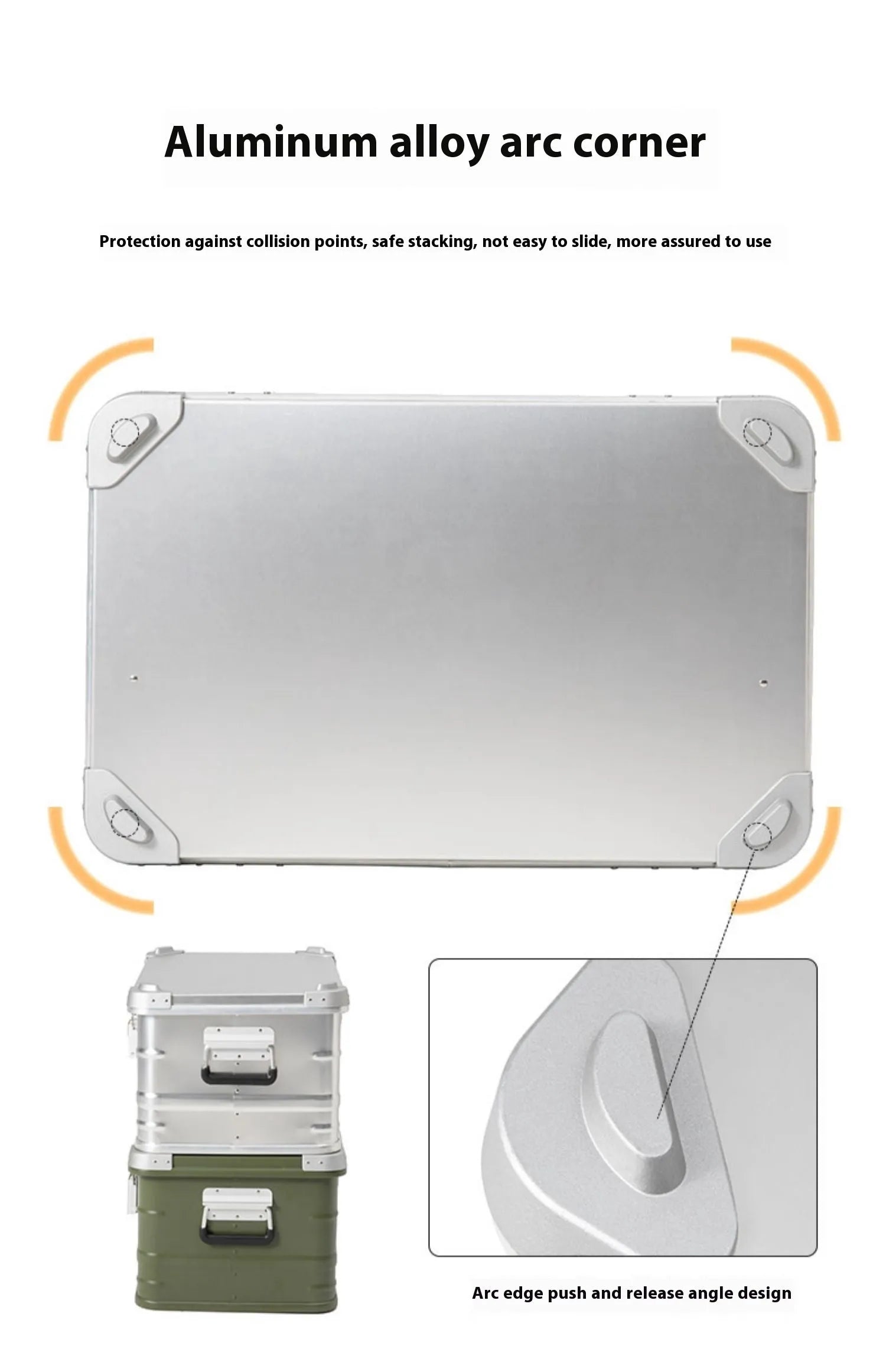 Field green aluminium alloy storage box for camping equipment with 58cm dimensions